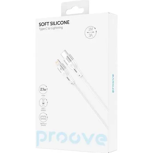 Кабель Proove Soft Silicone USB-C to Lightning 27W 1m White (CCSO27002102) [130631] - фото 5