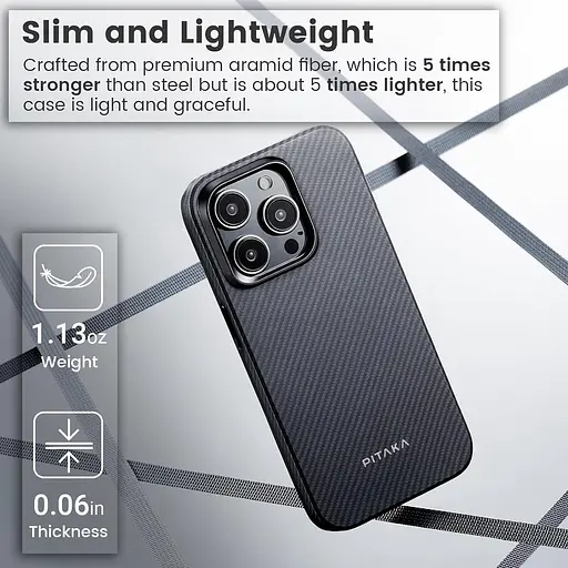 Оригинальный противоударный чехол iPhone 15 Pro Max Pitaka Military Grade MagSafe MagEz 600D Black/Grey - фото 5