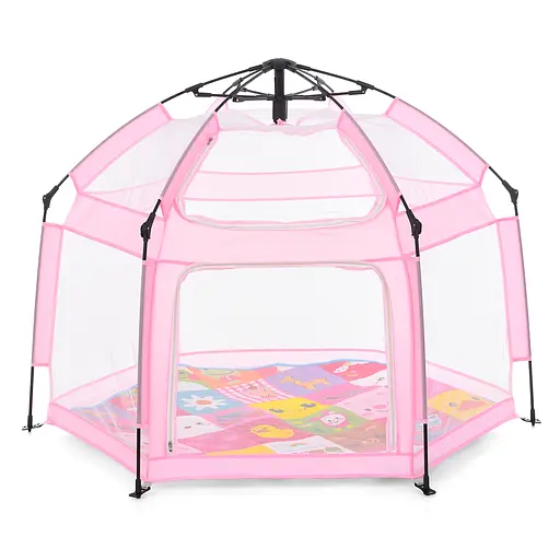 Палатка автоматическая MR 1512 с ковриком, 146x127x110 см, каркасная, сетчатые стены, розовый - фото 6