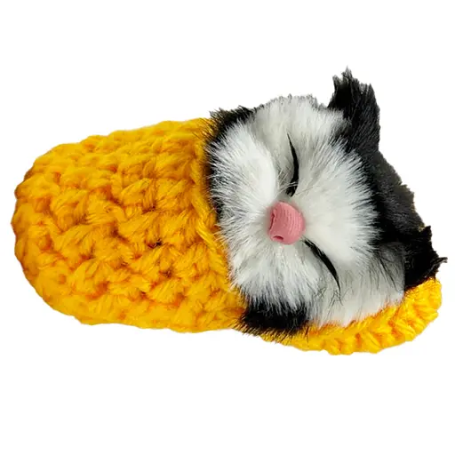 Детский антистресс "Котик спит в вязаном тапочке" Bambi MM418(Yellow) - фото 1