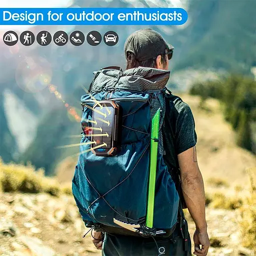 Внешний аккумулятор с солнечной панелью Solar power bank 20000 mAh PN-W23 15W Qi - фото 8