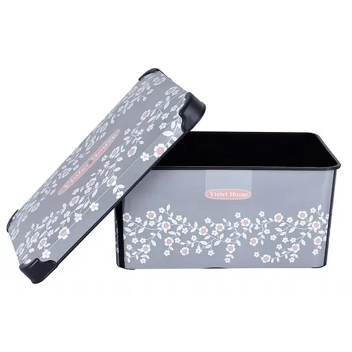 Уцінка. Кошик із кришкою Violet House Decor Antrasit Flower, поліпропілен, 10 л (0647 DECOR ANTRASIT FLOWER с/кр.) - фото 3