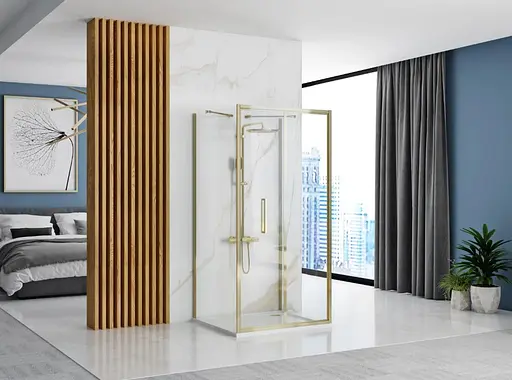 Душевая кабина Rea Rapid Fold 100x90 gold пристенная REA-KPL-09407, Универсальная, прозрачная, золотая - фото 5