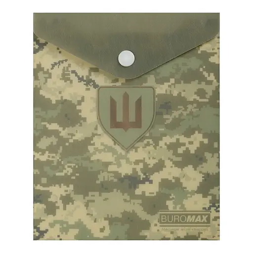 Папка-конверт А6 на кнопці MILITARY зелена BM.3922-04 BUROMAX матовий непрозорий пластик (4823126809571) - фото 1