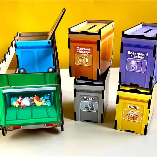 Развивающая игра Ubumblebees Сортировка мусора: мусоровоз PSF129 комодик настольная                                               - фото 5