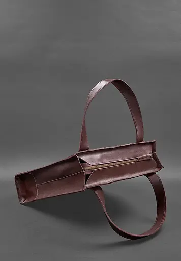 Шкіряна жіноча сумка шоппер Бетсі бордова краст - фото 3