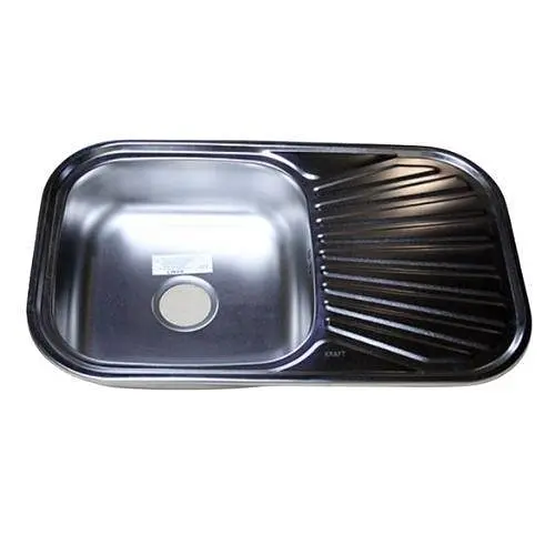 Мийка кухонна Kraft 7848 E прямокутна 780х480х180 мм Satin 0,8 мм Satin 30412 - фото 1