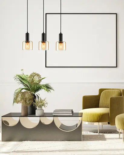 Підвісний світильник, люстра Italux PND-65342-3-BK+AMB Santia E27 3x40W IP20 чорний - фото 2