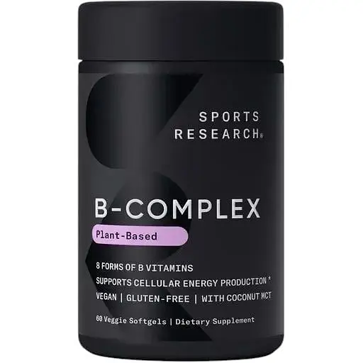 Комплекс вітамінів групи B Sport Research Vitamin B-Complex, 60 капсул для підтримки енергії та нервової системи