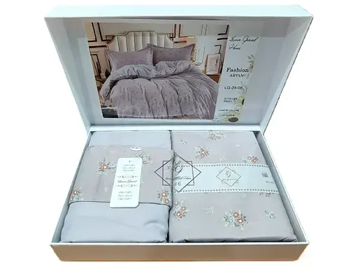 Постельное белье сатин Laura-Grand 24 евро комплект светло-серый - фото 2