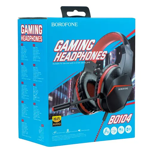 Ігрові Навушники Borofone BO104 Phantom Чорно-Червоний - фото 3