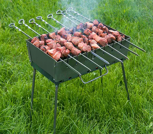 Розкладний розбірний мангал чемодан дворівневий на 8 шампурів, Wood&Steel Чорний 82022 - фото 4