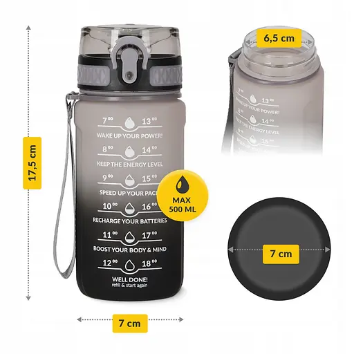 Пляшка для води 4FIZJO спортивна 500 мл 4FJ0627 Grey/Black (P-5905973400725) - фото 11