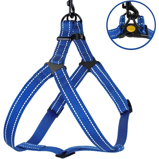 Шлея для собак Barksi Active світловідбивна (обхват грудей 40-53 см ширина 1.6 см) синя - фото 2
