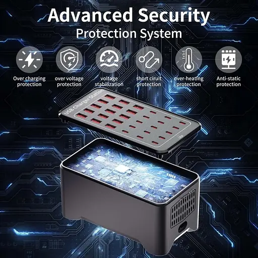 Зарядная станция ILEPO многопортовая на 15 USB портов + 15 Type-C 150 Вт / сетевое мультизарядное устройство (19018) - фото 14