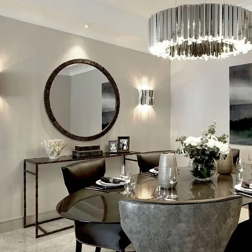 Підівісна люстра з хромованими пластинами Line.F Діаметр 60см - фото 4