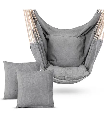 Підвісне крісло гамак бразильський стілець Heckermann + 2 подушки Gray - фото 3