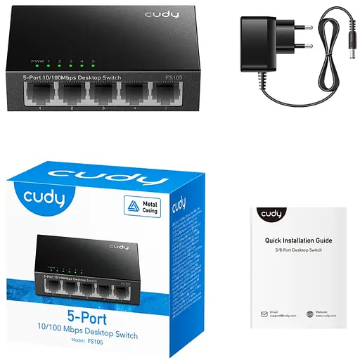 Комутатор Cudy FS105 5 портовий 10/100 Mbps Metal Switch - фото 3