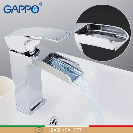 Смеситель для умывальника водопад гайка Ø25 Gappo Jacob 1/8 G1007-20 Хром - фото 2