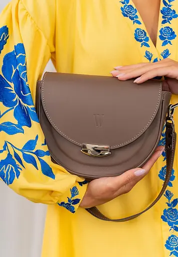 Жіноча шкіряна сумка Kira темно-бежева - фото 2