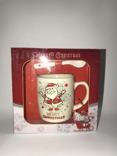 Кружка новорічна з дідом морозом з ложечкою горнятко в коробці Gee! - фото 1