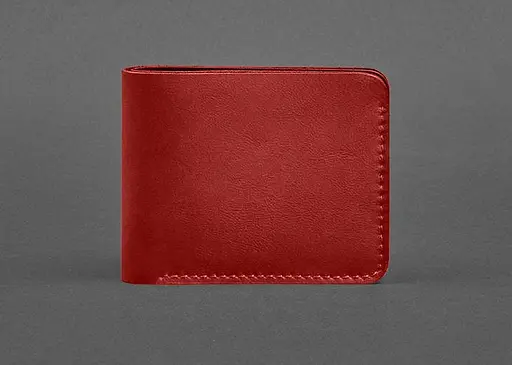 Кожаное портмоне 4.4 (с зажимом) красный краст - фото 1