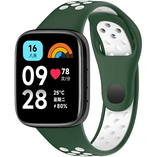 Ремешок DK для Xiaomi Redmi Watch 3 Active / 3 Lite Silicone Sport Band Nike (green / white) - фото 3