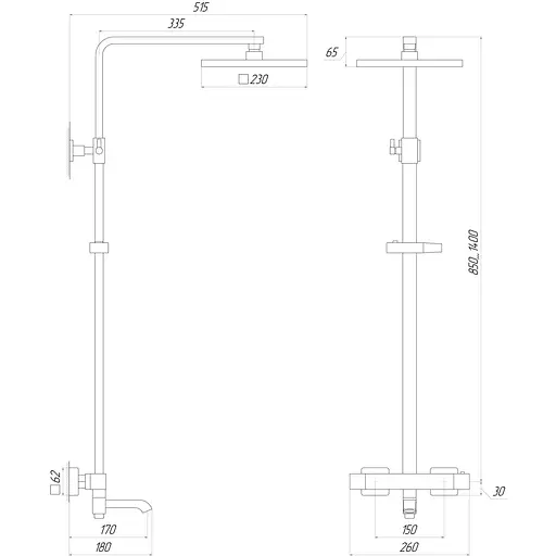 Душова система Globus Lux Termostatic Q VAN-GLQ-0041T-BB, Чорний матовий - фото 5