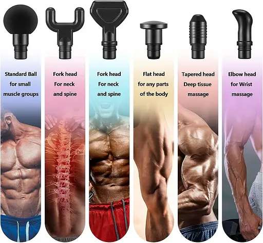 Електричний масажний пістолет 20 швидкостей, світлодіодний дисплей, чорний - фото 2