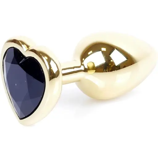 Анальна пробка Boss Of Toys Boss Series - Jewellery Gold Heart Plug Black S, BS6400038, Золотий / Чорний