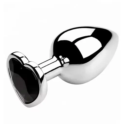 Анальна пробка серце, металева пробка з каменем, плаг, втулка, інтимні іграшки. Розмір S - фото 1