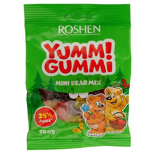 Набор желейных конфет Roshen Yummi Gummi Cherry + Watermelon Slices + Mini Bear Mix 210 г (3 шт. х 70 г) - фото 4
