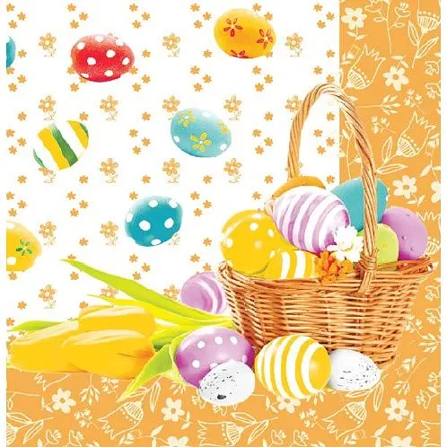Серветки паперові Silken пасхальні Корзинка з яйцями 33 x 33 см 18 шт. - фото 1