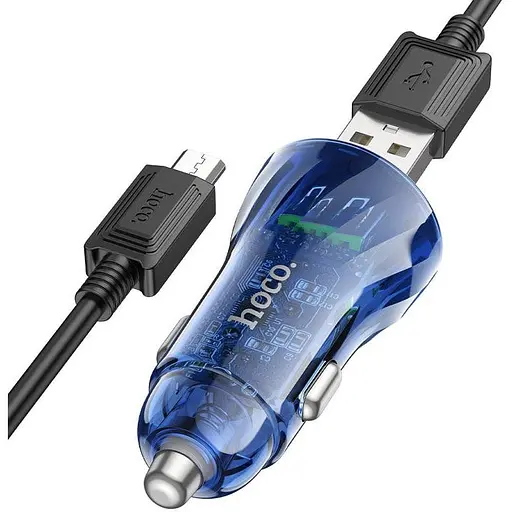 Автомобільний зарядний пристрій Hoco Z47 Micro 2 x USB-A QC3.0 20 Вт синій