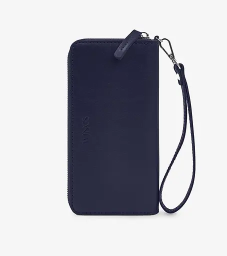 Кожаный портмоне на молнии Monik синий - фото 1