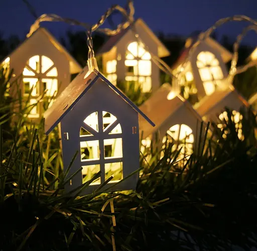 Гирлянда Chomik Домики 10LED теплый белый на батарейках (LED4222) - фото 3