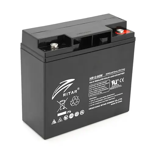 Аккумуляторная батарея Ritar AGM HR12-60W Black Case 12V 17.0Ah 181 х 77 х 167 мм