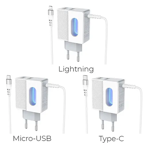 Зарядный адаптер Hoco C75 Imperious DC5V 2.4A EU штекер двойной USB выход - фото 8