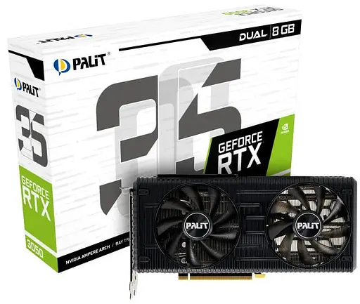 Видеокарта Palit RTX 3050 8Gb Dual (NE63050019P1-190AD) (GDDR6, 128 bit, PCI-E v4.0) Б/у - фото 8