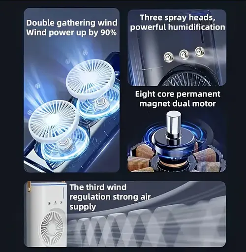 Портативный вентилятор Voltronic T1818, увлажнение, подсветка, Air Cooler Fan White - фото 10