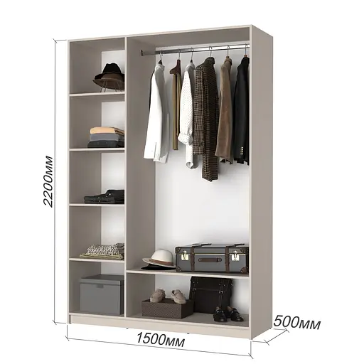 Шафа 3-дверна MebelStar Оскар Gloss BL-B, стандарт 150x52x220 см Дуб рістрето/Латте (MBS-5223) - фото 5