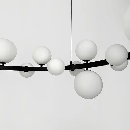 Кольцевая люстра с 24 белыми плафонами в черном корпусе Ø 120 см | Line F | Ст. AT32/24R BK+WT - фото 3