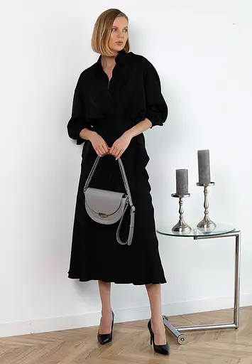 Жіноча шкіряна сумка Kira сіра - фото 10