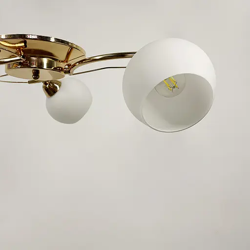 Золота люстра на 3 білих плафони | Арт. 91061/3 GD | Line F - фото 2