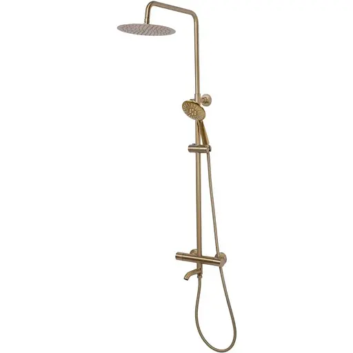 Душевая система Rea Lungo с термостатом и изливом brushed gold REA-P6604, Золотой - фото 1