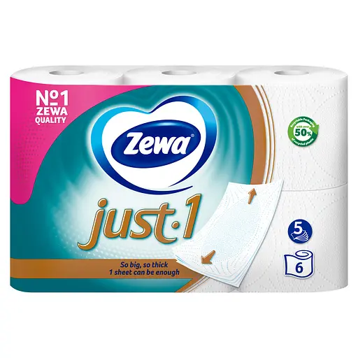 Туалетний папір Zewa Just 1 п'ятишаровий 6 рулонів - фото 2
