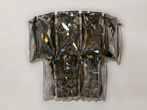 Бра з кришталю в класичному виконанні, хром+дим - фото 1