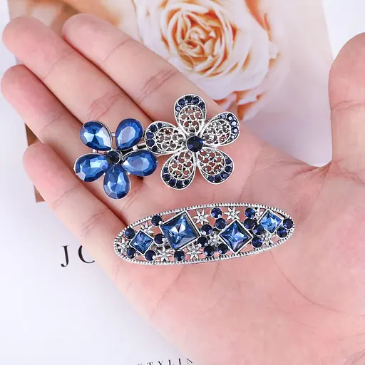 Шпилька для волосся у вигляді метелика, вінтажні сині кришталеві шпильки для волосся, стрази, квіти, намистини - фото 5