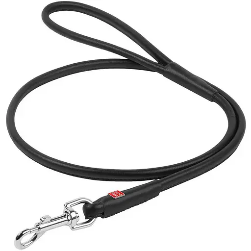 Повідець для собак Waudog Glamour шкіряний круглий, чорний