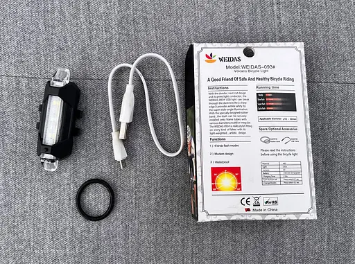 Задний велосипедный фонарь Weidas 093 вело фара стоп мигалка аккумуляторный красный и белый габаритный огонь - фото 4